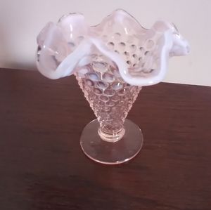 Fenton Small Light Peach Hobnail Vase Opalescent